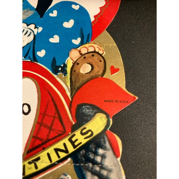 Vintage 1950s die cut clown valentine made in USA written on the back - Picture 2 of 3